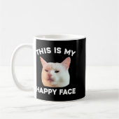 Dit is mijn gelukkige gezicht dat de kat Meme Sarc Koffiemok (Links)