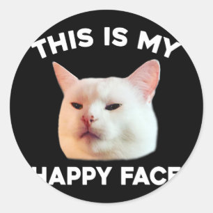 Dit is mijn gelukkige gezicht dat de kat Meme Sarc Ronde Sticker