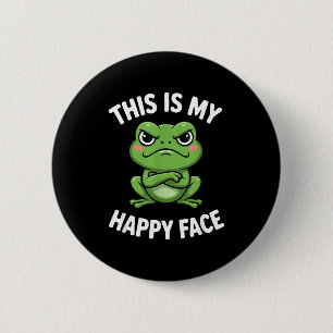 Dit Is Mijn Gelukkige Gezicht Grappige Boze Kikker Ronde Button 5,7 Cm