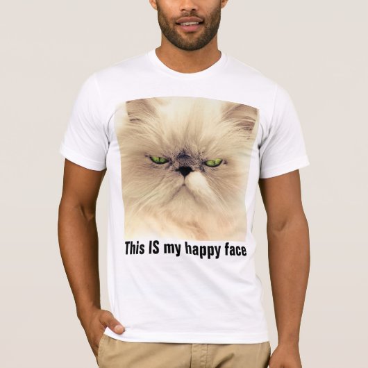 Dit is mijn gelukkige gezicht, grumpy Cat T-shirts (Voorkant)