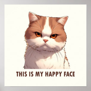 Dit is mijn gelukkige gezicht Moody Kat Poster