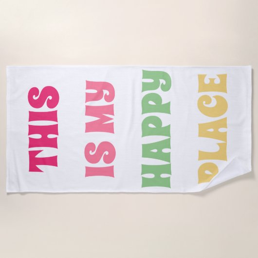 Dit is mijn gelukkige plek! Fun Typografie Strandlaken (Voorkant)
