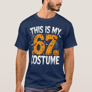 Dit is mijn Halloween 67 kostuum luie Brainrot Mem T-shirt