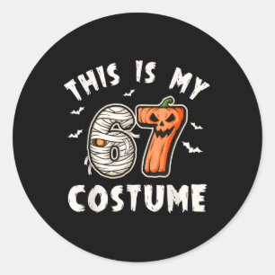 Dit is mijn Halloween 67 kostuum nummer 6 7 meme Ronde Sticker
