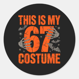 Dit is mijn Halloween 67 kostuum nummer 6 7 meme S Ronde Sticker