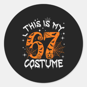 Dit is mijn Halloween 67 kostuum nummer 6 7 meme z Ronde Sticker