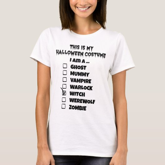 Dit is mijn Halloween Costume - Check Mark Witch T-shirt (Voorkant)