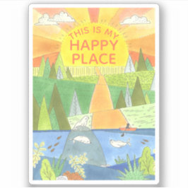 Dit is mijn Happy Place Kayaker in River Sunrise Sticker