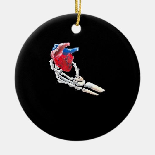 Dit is mijn hart - skelet hart handen keramisch ornament (Voorkant)