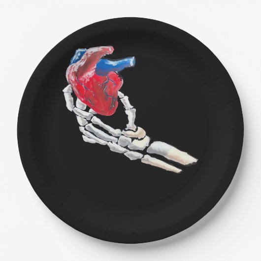 Dit is mijn hart - skelet hart handen papieren bordje (Voorkant)