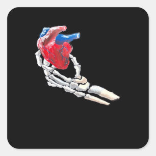 Dit is mijn hart - skelet hart handen vierkante sticker