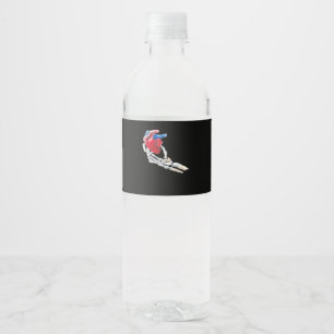 Dit is mijn hart - skelet hart handen waterfles etiket
