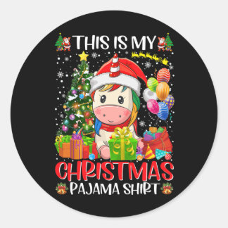 Dit is mijn kerst eenhoorn kerstvrouwen meisjes fa ronde sticker