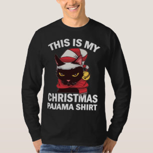 Dit is mijn kerst pyjama boze kat sinterklaas t-shirt