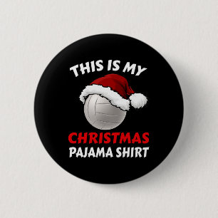 Dit is mijn kerst pyjama grappige volleybal Kerstm Ronde Button 5,7 Cm