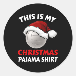 Dit is mijn kerst pyjama grappige volleybal Kerstm Ronde Sticker