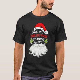 Dit Is Mijn Kerst Pyjama Kerstman Xmas Baard Hoed T-shirt