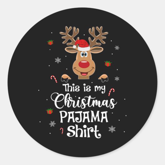 Dit is mijn kerst pyjama leuk kerst rendier ronde sticker (Voorkant)