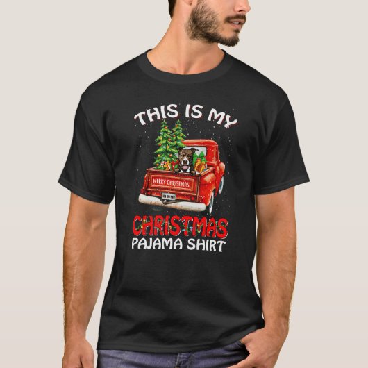 Dit is mijn kerst pyjama pit bull truck rood 1 t-shirt (Voorkant)