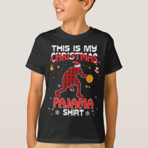 Dit is mijn kerst pyjama rood gepolijst basketbal t-shirt