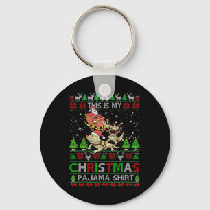 Dit is mijn kerst pyjama shirt baarddraag draak S Sleutelhanger