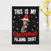 Dit Is Mijn Kerst Pyjama Shirt Dobermann Kerstmis Kaart (Gele Bloem)
