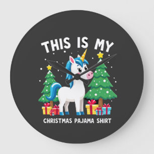 Dit is Mijn Kerst Pyjama Shirt Eenhoorn Kerst PJs Grote Klok