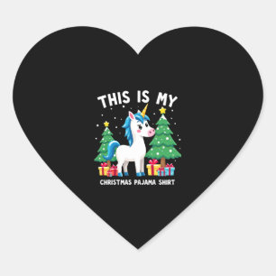 Dit is Mijn Kerst Pyjama Shirt Eenhoorn Kerst PJs Hart Sticker