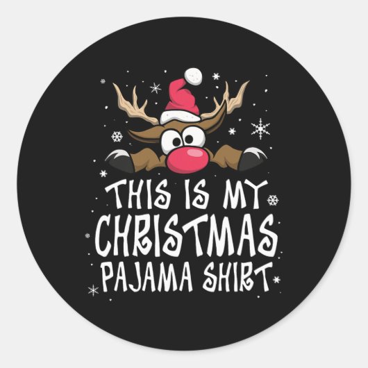 Dit is mijn kerst pyjama shirt grappig kerstfeest  ronde sticker (Voorkant)