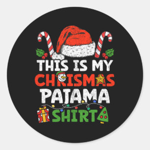 Dit is mijn kerst pyjama shirt grappige kerst fami ronde sticker