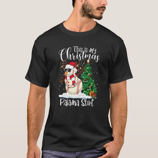 Dit Is Mijn Kerst Pyjama Shirt Honkbal Kerstmis Sn (Voorkant)