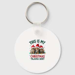 Dit Is Mijn Kerst Pyjama Shirt Kat Liefhebber Grap Sleutelhanger