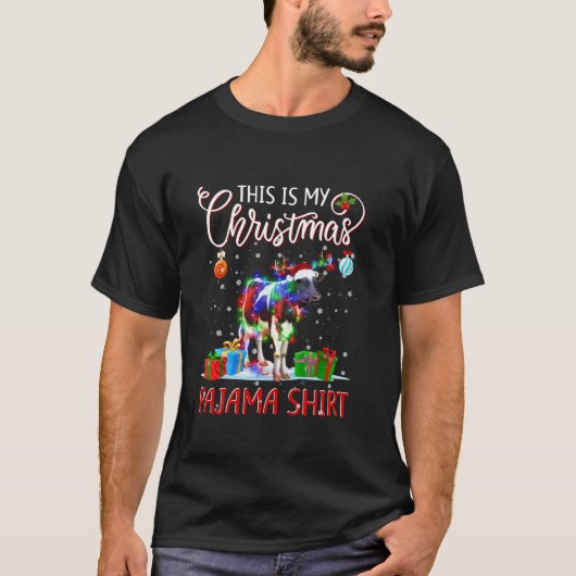 Dit is mijn kerst pyjama shirt Koeien kerst L (Voorkant)