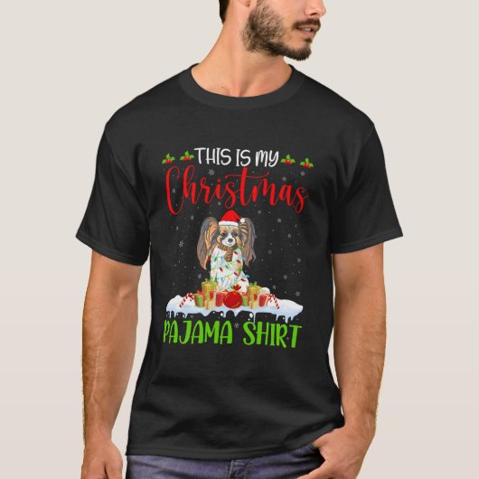 Dit is mijn kerst pyjama Shirt Papillon Dog XMA (Voorkant)
