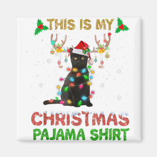 Dit Is Mijn Kerst Pyjama Shirt Zwarte Kat Liefhebb Magneet