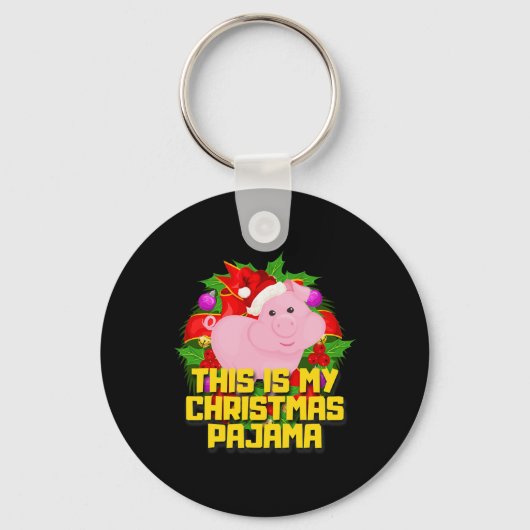 Dit Is Mijn Kerst Pyjama Varken Cute Kerstmis Vark Sleutelhanger (Voorkant)
