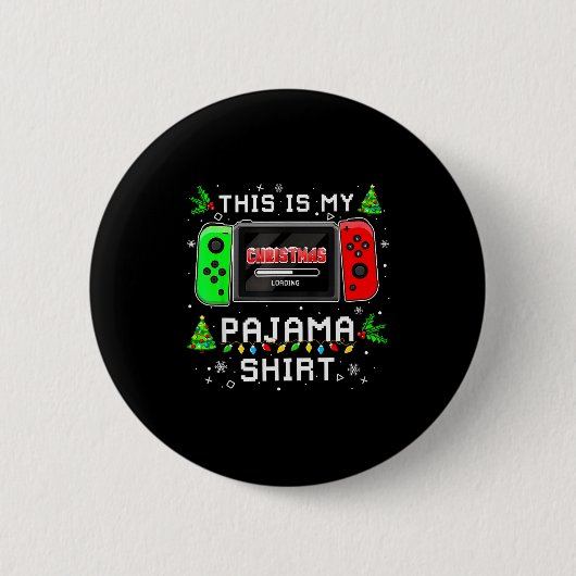 Dit Is Mijn Kerst Pyjama Videospel Gamer Jongens Ronde Button 5,7 Cm (Voorkant)