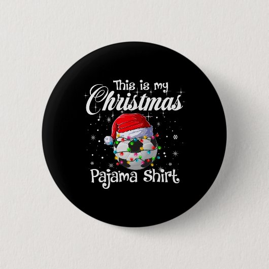 Dit Is Mijn Kerst Pyjama Voetbal Kerstlicht Ronde Button 5,7 Cm (Voorkant)