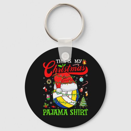 Dit is mijn kerst pyjama volleybal kerstboom L Sleutelhanger (Voorkant)