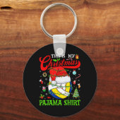 Dit is mijn kerst pyjama volleybal kerstboom L Sleutelhanger (Voorkant)