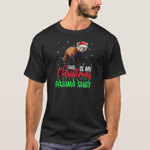 Dit is mijn kerst pyjama xmas lampjes rode panda t-shirt