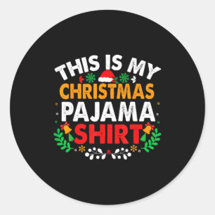 Dit Is Mijn Kerst Pyjamashirt Grappige Pjs Kerstmi Ronde Sticker