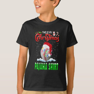 Dit is mijn kerstbal Pajama honkbal kerst T-shirt