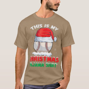 Dit is mijn kerstbal Pajama honkbal Santa Hat Bo T-shirt
