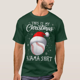 Dit is mijn kerstbal Pajama honkbal Santa Hat Sno T-shirt