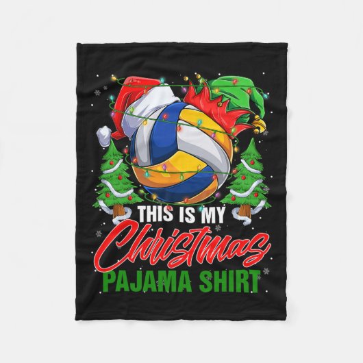 Dit is mijn kerstbal Pajama Volleyball Santa Fleece Deken (Voorkant)