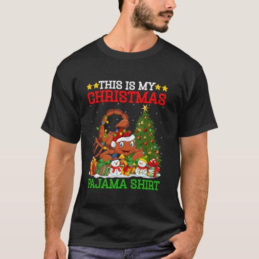 Dit is mijn kerstboom pyjama verlichting schorpioe t-shirt (Voorkant)