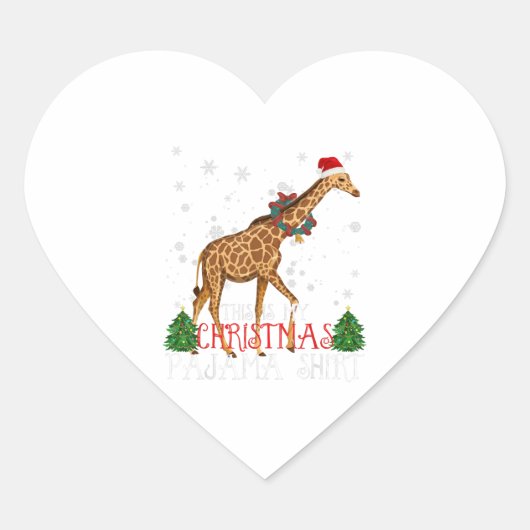 Dit is mijn kerstfeest met Giraffe Pajama Hart Sticker (Voorkant)