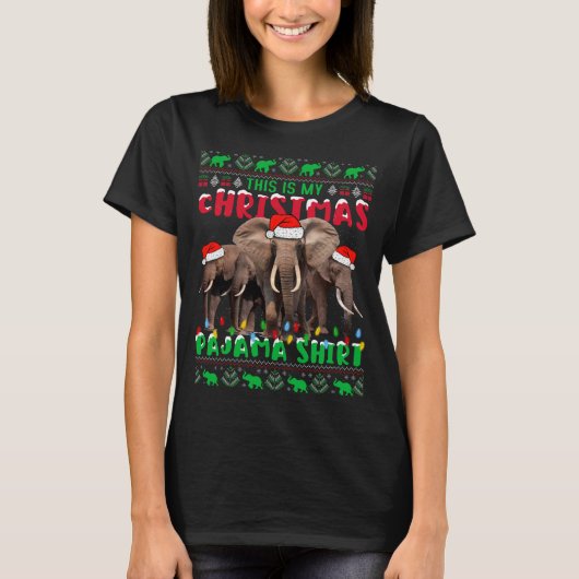 Dit is mijn kerstfeest Pajama Elephant Ugly Sweate T-shirt (Voorkant)