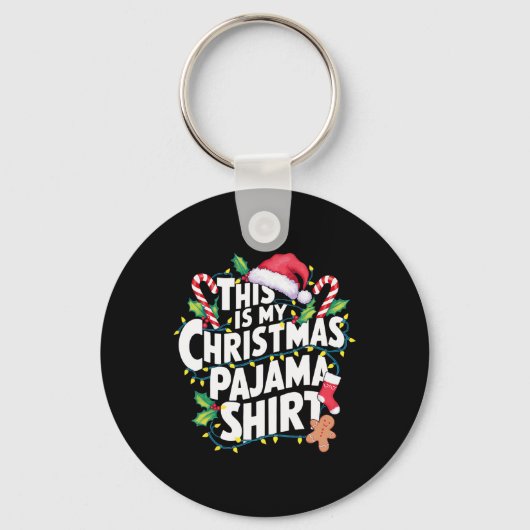 Dit is mijn Kerstmis pyjama kerstmuts bijpassende Sleutelhanger (Voorkant)